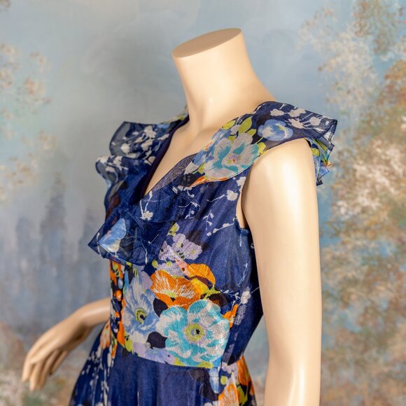 Vintage Berkertex Sleeveless Floral Maxi Dress (Made in England) * Small - Picture 10 of 16